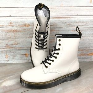 NEW Dr Martens Zavala Combat Boots White Leather